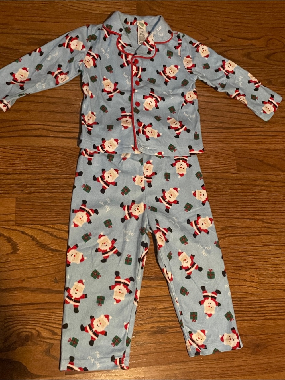 Little Me Light Blue Santa Holiday Pajama Set